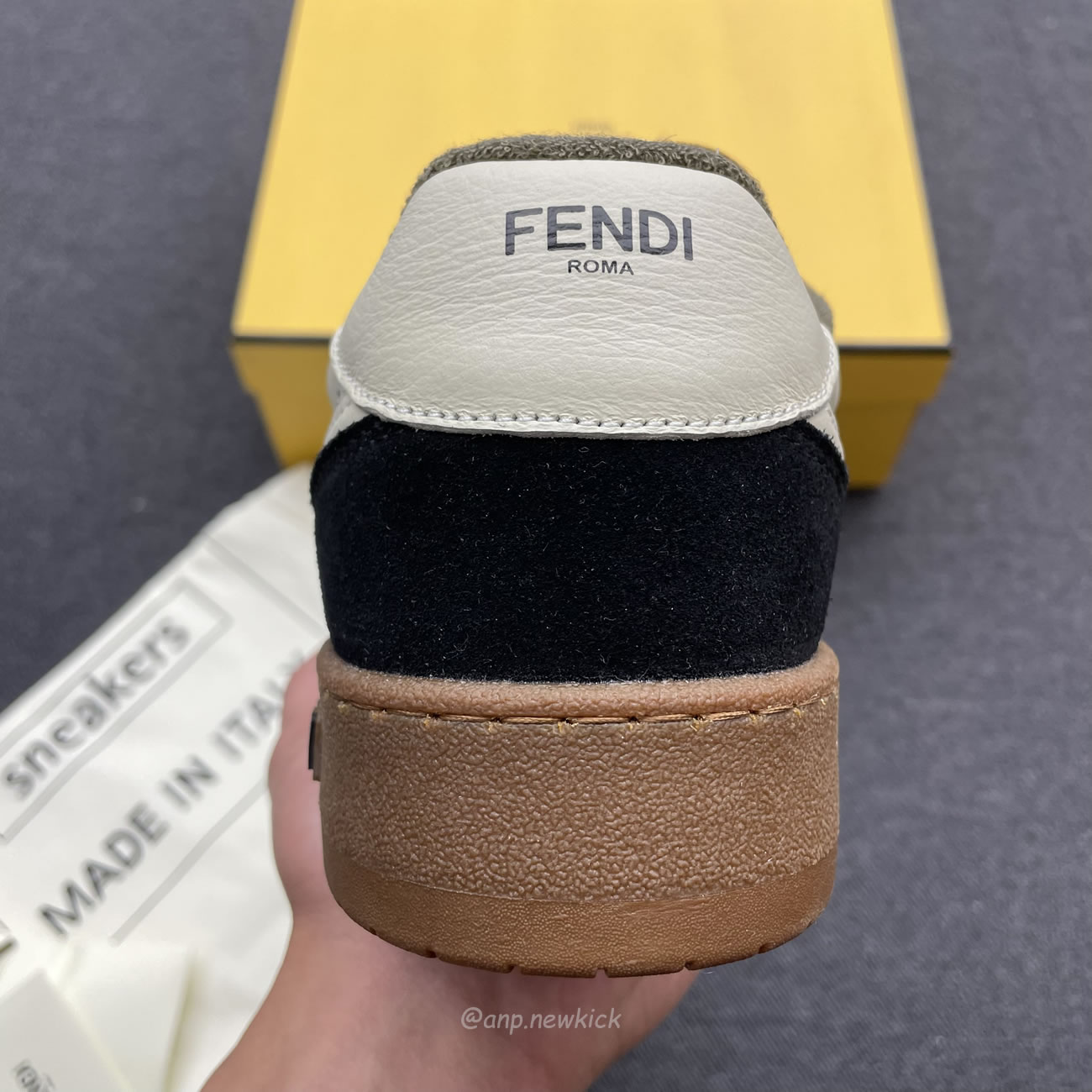 Fendi Match Cream Black White Suede And Leather Low Top Sneakers (15) - www.newkick.vip